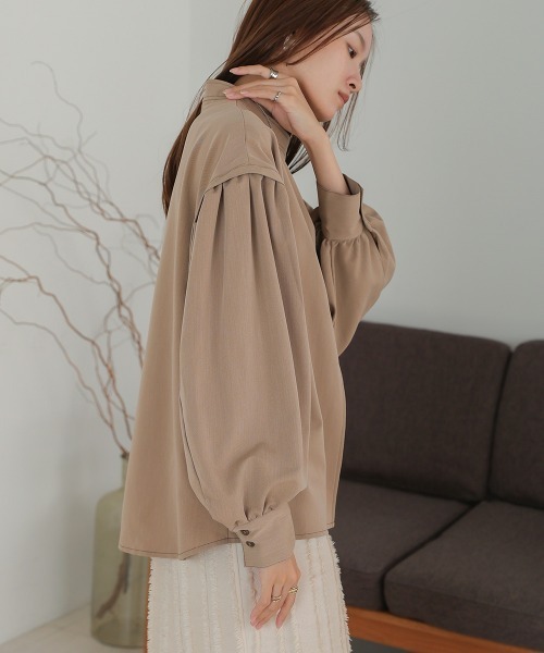 Bab（バブ）の「袖ボリュームニュアンスネックブラウス（シャツ/ブラウス・レディース・モカ/チャコールグレー・M）」の14枚目の写真