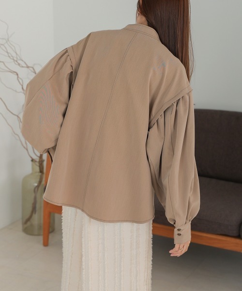 Bab（バブ）の「袖ボリュームニュアンスネックブラウス（シャツ/ブラウス・レディース・モカ/チャコールグレー・M）」の15枚目の写真