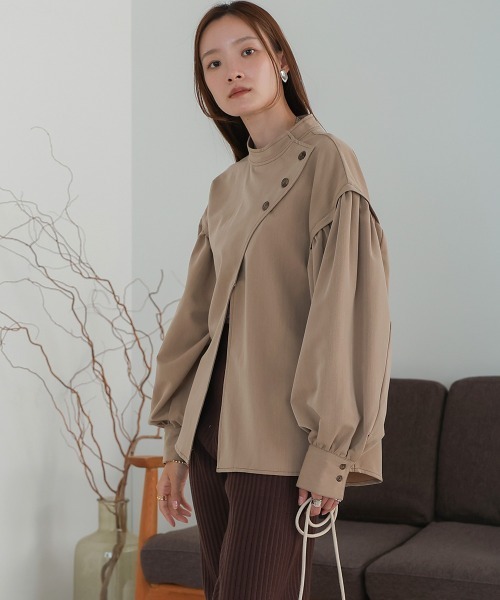 Bab（バブ）の「袖ボリュームニュアンスネックブラウス（シャツ/ブラウス・レディース・モカ/チャコールグレー・M）」の16枚目の写真