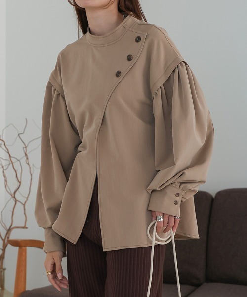 Bab（バブ）の「袖ボリュームニュアンスネックブラウス（シャツ/ブラウス・レディース・モカ/チャコールグレー・M）」の18枚目の写真