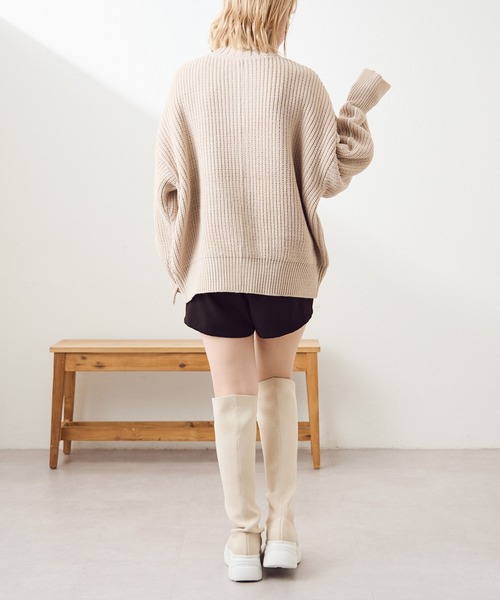one after another NICE CLAUP（ワンアフターアナザーナイスクラップ）の「サイドラインダブルジップニット（ジャージ・レディース・アイボリー/サックスブルー/ベージュ/ネイビー・FREE）」の12枚目の写真