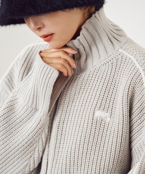 one after another NICE CLAUP（ワンアフターアナザーナイスクラップ）の「サイドラインダブルジップニット（ジャージ・レディース・アイボリー/サックスブルー/ベージュ/ネイビー・FREE）」の6枚目の写真