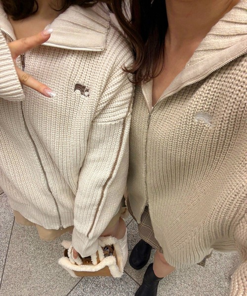 one after another NICE CLAUP（ワンアフターアナザーナイスクラップ）の「サイドラインダブルジップニット（ジャージ・レディース・アイボリー/サックスブルー/ベージュ/ネイビー・FREE）」の20枚目の写真