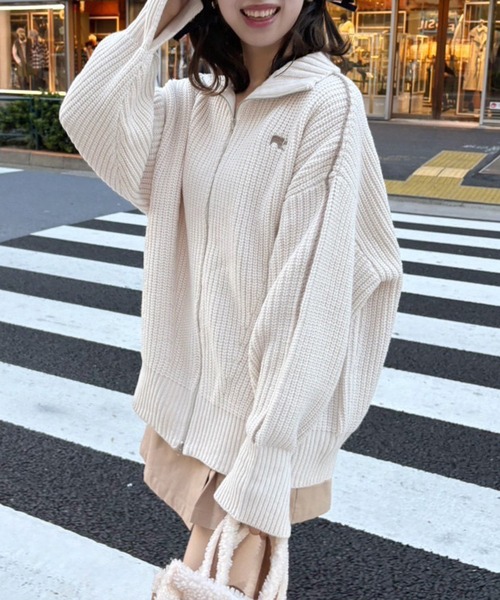 one after another NICE CLAUP（ワンアフターアナザーナイスクラップ）の「サイドラインダブルジップニット（ジャージ・レディース・アイボリー/サックスブルー/ベージュ/ネイビー・FREE）」の16枚目の写真