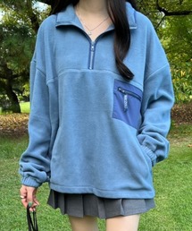 【低身長サイズあり】フリースハーフジップブルゾン