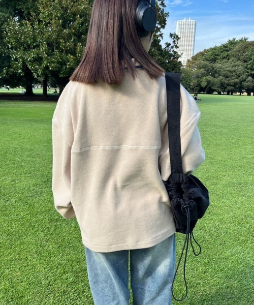 nemne store(ネンネストア)の「【低身長サイズあり】フリースハーフジップブルゾン(ブルゾン・レディース・ライトブルー/グリーン/ベージュ/スミクロ・SMALL/MEDIUM)」の15枚目の写真