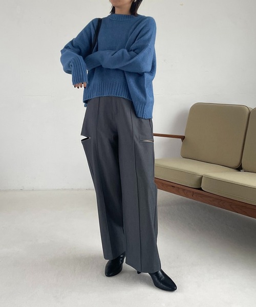 CAPRICIEUX LE'MAGE（カプリシューレマージュ）の「もちふわオーバーニット（ニット/セーター・レディース・チャコールグレー/ブルー/ベージュ/アイボリー・FREE）」の19枚目の写真