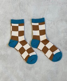 クルーソックス/チェッカーフラッグ（23～25cm）