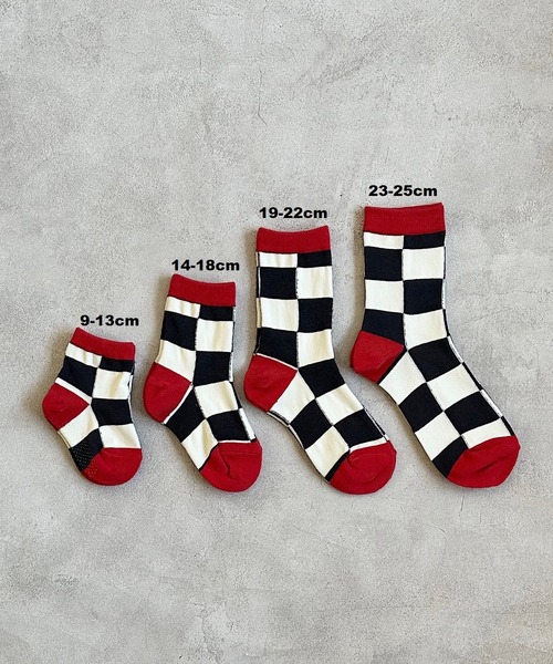 MARKEY'S(マーキーズ)の「クルーソックス/チェッカーフラッグ(23~25cm)(ソックス/靴下・レディース・グリーン/チャコール/ベージュ・L)」の4枚目の写真