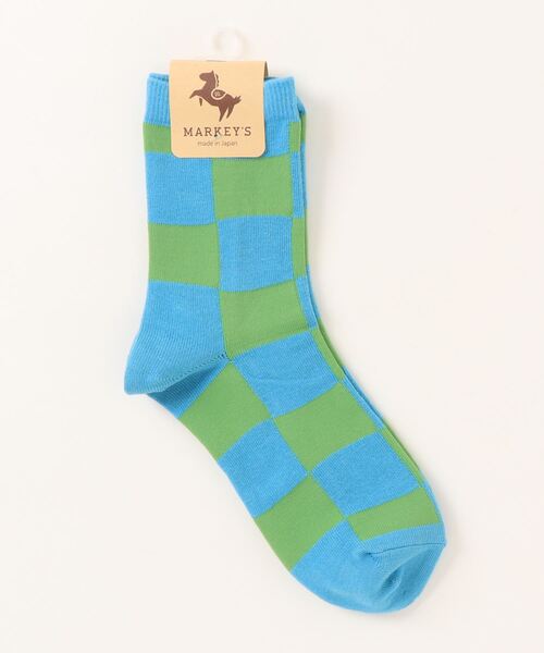 MARKEY'S(マーキーズ)の「クルーソックス/チェッカーフラッグ(23~25cm)(ソックス/靴下・レディース・グリーン/チャコール/ベージュ・L)」の6枚目の写真