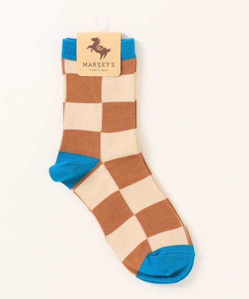 MARKEY'S(マーキーズ)の「クルーソックス/チェッカーフラッグ(23~25cm)(ソックス/靴下・レディース・グリーン/チャコール/ベージュ・L)」の7枚目の写真