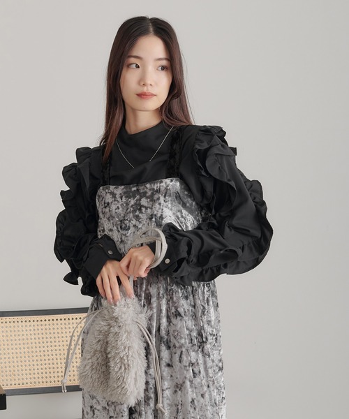 セール】【soie by apres jour mignon】花柄ベロアワンピース