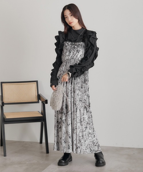 セール】【soie by apres jour mignon】花柄ベロアワンピース