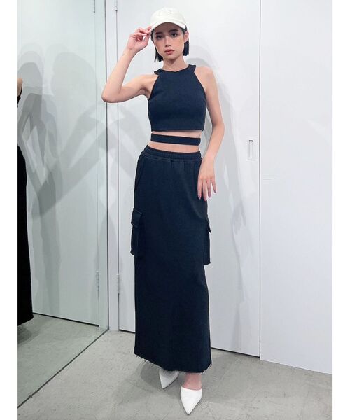 GYDA（ジェイダ）の「アンダーライン テレコ アメスリ ビスチェ（タンクトップ・レディース・オフホワイト/ブラック・FREE）」の10枚目の写真