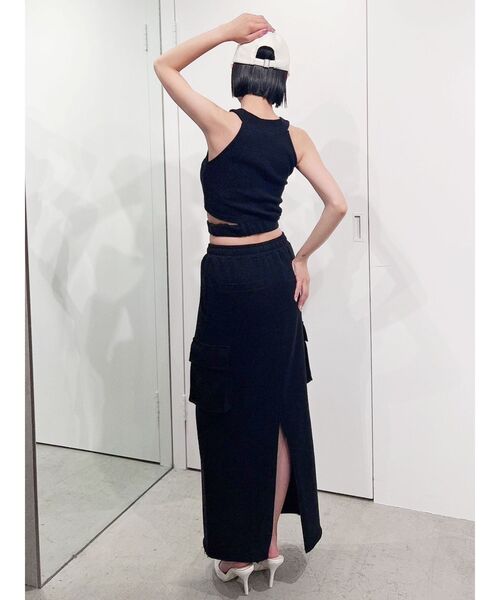 GYDA（ジェイダ）の「アンダーライン テレコ アメスリ ビスチェ（タンクトップ・レディース・オフホワイト/ブラック・FREE）」の11枚目の写真