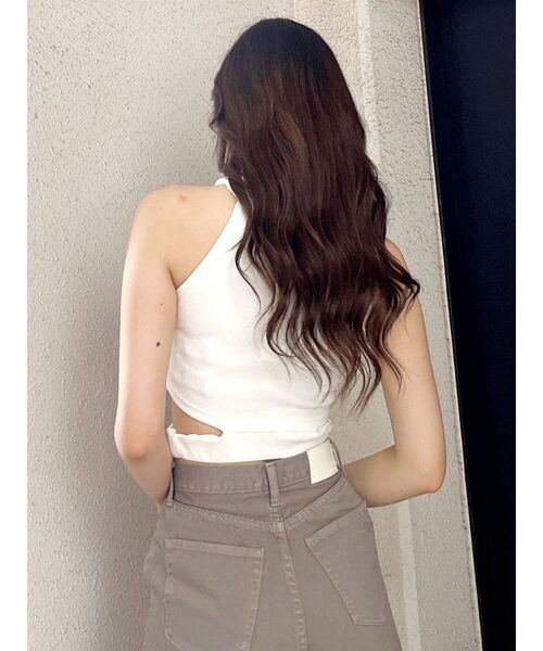 GYDA（ジェイダ）の「アンダーライン テレコ アメスリ ビスチェ（タンクトップ・レディース・オフホワイト/ブラック・FREE）」の12枚目の写真