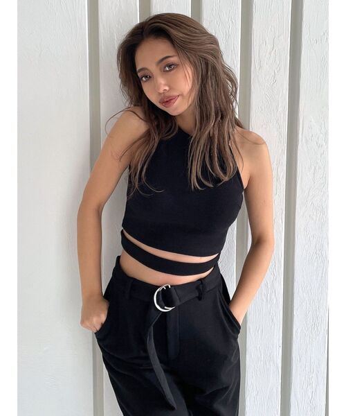 GYDA（ジェイダ）の「アンダーライン テレコ アメスリ ビスチェ（タンクトップ・レディース・オフホワイト/ブラック・FREE）」の19枚目の写真