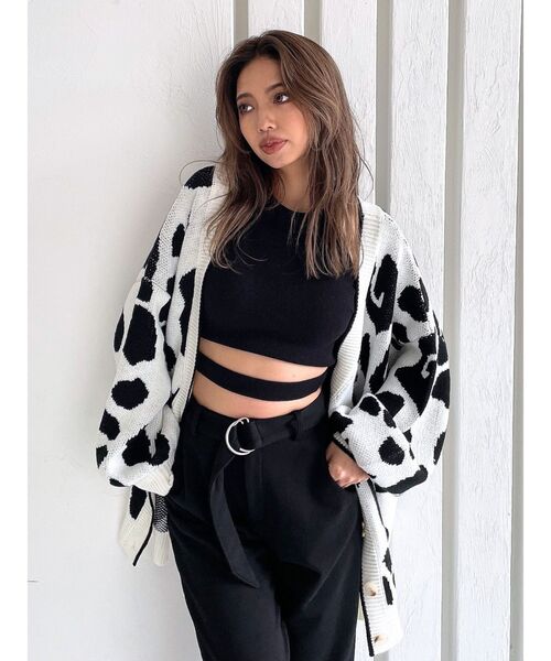 GYDA（ジェイダ）の「アンダーライン テレコ アメスリ ビスチェ（タンクトップ・レディース・オフホワイト/ブラック・FREE）」の22枚目の写真