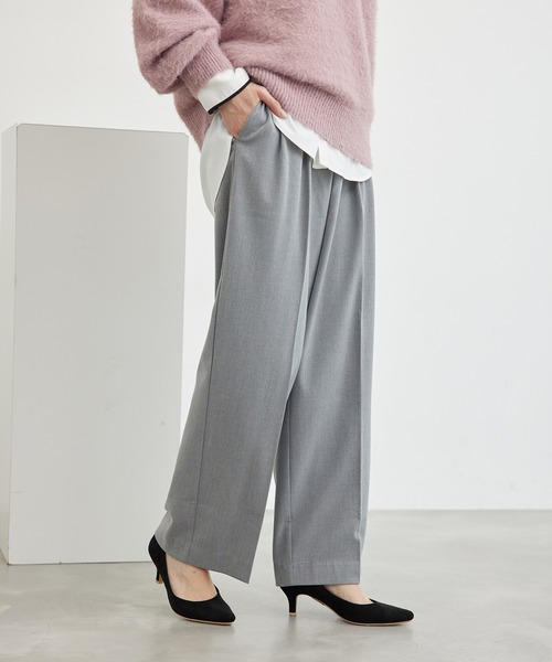 ROPE' PICNIC（ロペピクニック）の「裏起毛ワイドパンツ/アンチピリング・シワになりにくい（その他パンツ・レディース・ライトグレー/ブラック・40/38/36）」の2枚目の写真