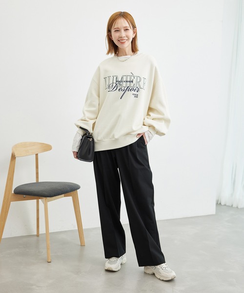 ROPE' PICNIC（ロペピクニック）の「裏起毛ワイドパンツ/アンチピリング・シワになりにくい（その他パンツ・レディース・ライトグレー/ブラック・40/38/36）」の3枚目の写真