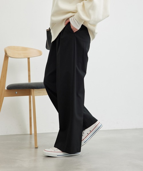 ROPE' PICNIC（ロペピクニック）の「裏起毛ワイドパンツ/アンチピリング・シワになりにくい（その他パンツ・レディース・ライトグレー/ブラック・40/38/36）」の6枚目の写真