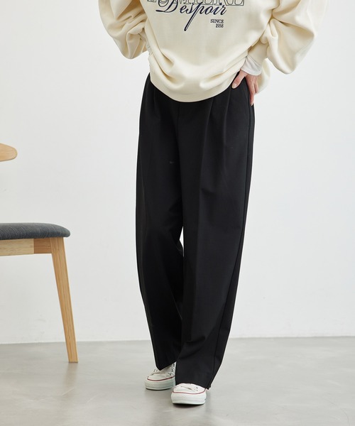 ROPE' PICNIC（ロペピクニック）の「裏起毛ワイドパンツ/アンチピリング・シワになりにくい（その他パンツ・レディース・ライトグレー/ブラック・40/38/36）」の7枚目の写真