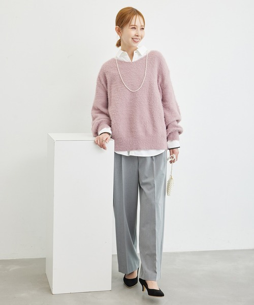 ROPE' PICNIC（ロペピクニック）の「裏起毛ワイドパンツ/アンチピリング・シワになりにくい（その他パンツ・レディース・ライトグレー/ブラック・40/38/36）」の8枚目の写真