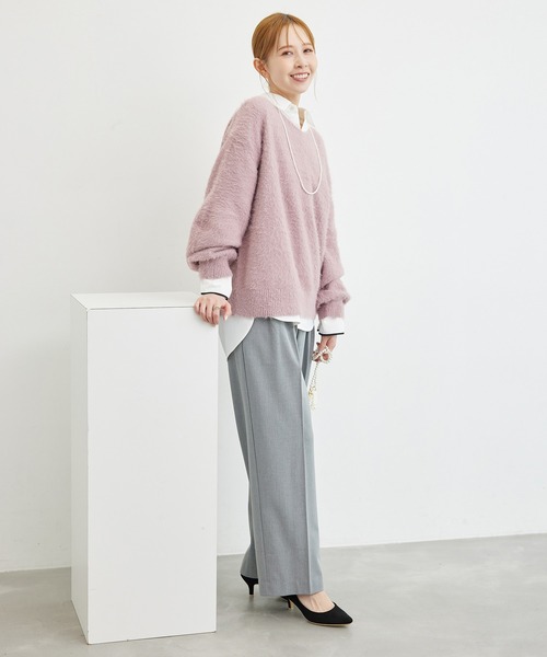 ROPE' PICNIC（ロペピクニック）の「裏起毛ワイドパンツ/アンチピリング・シワになりにくい（その他パンツ・レディース・ライトグレー/ブラック・40/38/36）」の9枚目の写真