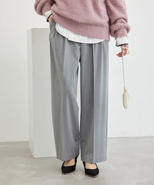 ROPE' PICNIC（ロペピクニック）の「裏起毛ワイドパンツ/アンチピリング・シワになりにくい（その他パンツ・レディース・ライトグレー/ブラック・40/38/36）」の10枚目の写真