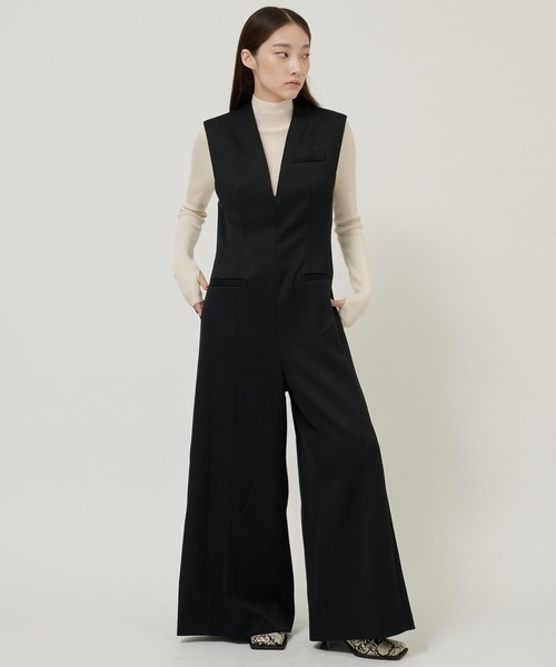 STUDIOUS（ステュディオス）の「【STUDIOUS/ステュディオス】テーラードジャンプスーツ（つなぎ/オールインワン・レディース・ブラック/カーキ・2/1）」の9枚目の写真