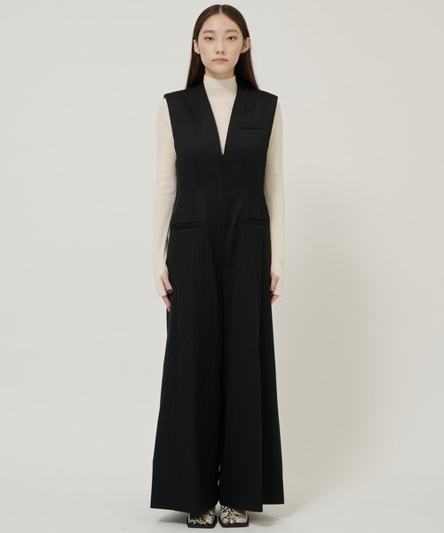 STUDIOUS（ステュディオス）の「【STUDIOUS/ステュディオス】テーラードジャンプスーツ（つなぎ/オールインワン・レディース・ブラック/カーキ・2/1）」の10枚目の写真