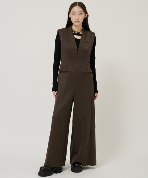 STUDIOUS（ステュディオス）の「【STUDIOUS/ステュディオス】テーラードジャンプスーツ（つなぎ/オールインワン・レディース・ブラック/カーキ・2/1）」の19枚目の写真
