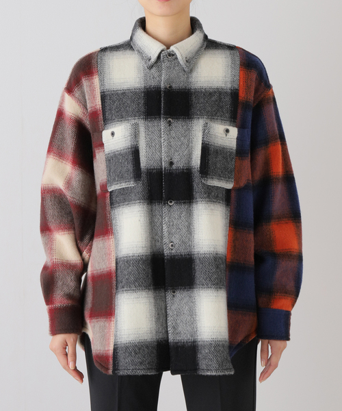 SON OF THE CHEESE（サノバチーズ）の「【SON OF THE CHEESE/サノバチーズ】Crazy Check Shirt：チェックシャツ（シャツ/ブラウス・レディース・パープル・MEDIUM）」の3枚目の写真