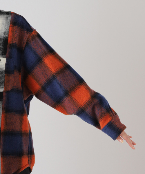 SON OF THE CHEESE（サノバチーズ）の「【SON OF THE CHEESE/サノバチーズ】Crazy Check Shirt：チェックシャツ（シャツ/ブラウス・レディース・パープル・MEDIUM）」の9枚目の写真