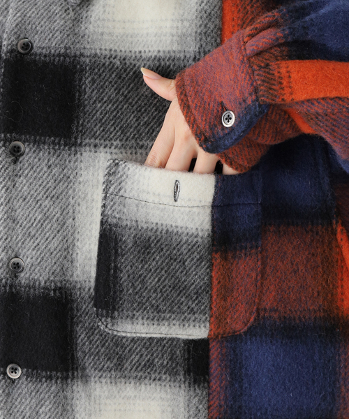Shaggy Check Shirt (NAVY) XL サノバチーズ Shaggy Check Shirt (NAVY) XL サノバチーズ
