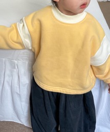 【aimoha-KIDS-】子供服 切り替えモックネックスウェット