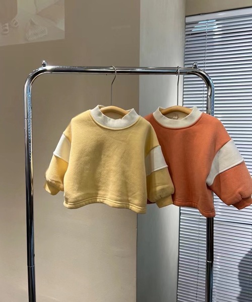 aimoha(アイモハ)の「【aimoha-KIDS-】子供服 切り替えモックネックスウェット(スウェット・キッズ・オレンジ/イエロー・110/90/100/120/80)」の4枚目の写真