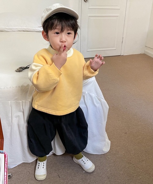 aimoha(アイモハ)の「【aimoha-KIDS-】子供服 切り替えモックネックスウェット(スウェット・キッズ・オレンジ/イエロー・110/90/100/120/80)」の8枚目の写真