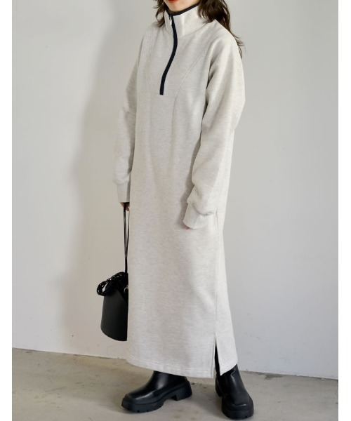 [低身長サイズ有]裏起毛ハーフジップワンピース（ワンピース）｜Re:EDIT（リエディ） 6,629円