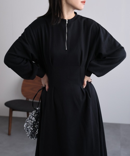 セール】ハーフジップ ポンチワンピース（ワンピース）｜ap retro