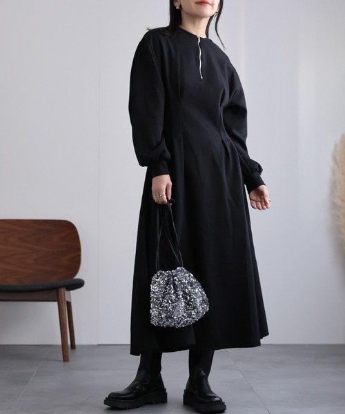 セール】ハーフジップ ポンチワンピース（ワンピース）｜ap retro