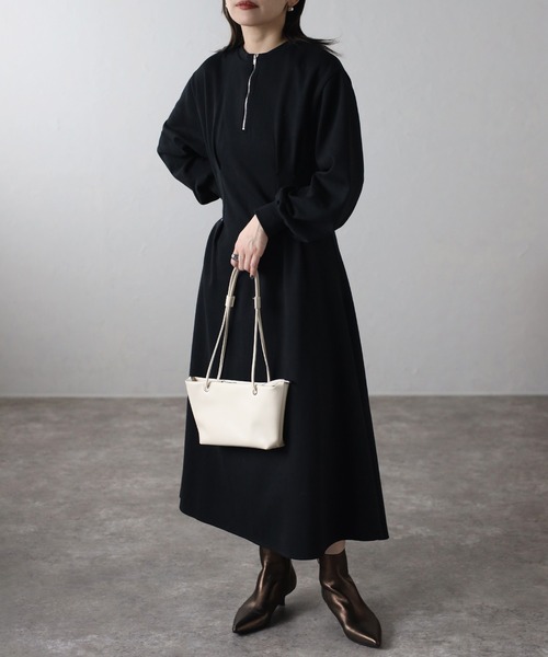 セール】ハーフジップ ポンチワンピース（ワンピース）｜ap retro