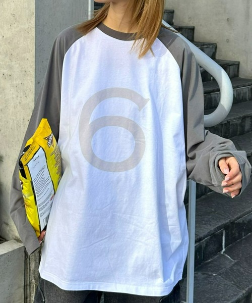 CIAOPANIC TYPY（チャオパニックティピー）の「【UNISEX】ラグランプリントロンTee（Tシャツ/カットソー・メンズ・グレー/マスタード/ホワイト・LARGE/MEDIUM）」の2枚目の写真