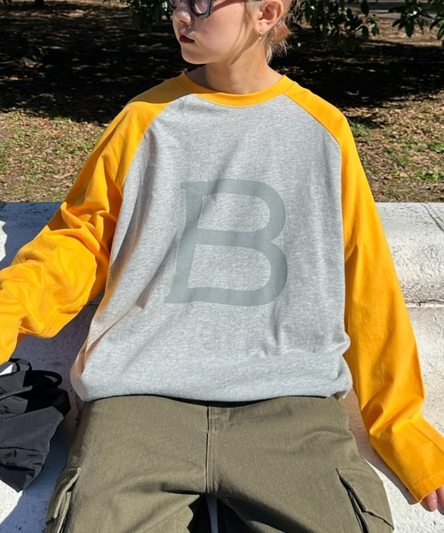 CIAOPANIC TYPY（チャオパニックティピー）の「【UNISEX】ラグランプリントロンTee（Tシャツ/カットソー・メンズ・グレー/マスタード/ホワイト・LARGE/MEDIUM）」の6枚目の写真