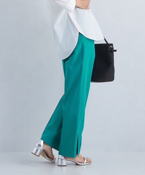 green label relaxing（グリーンレーベルリラクシング）の「［size SHORT/TALLあり] コットン リネン セミフレア スリット パンツ（スラックス・レディース・ケリー/ナチュラル/ブラック/その他1/ブラウン・36/SHORT/40/38/TALL）」の14枚目の写真
