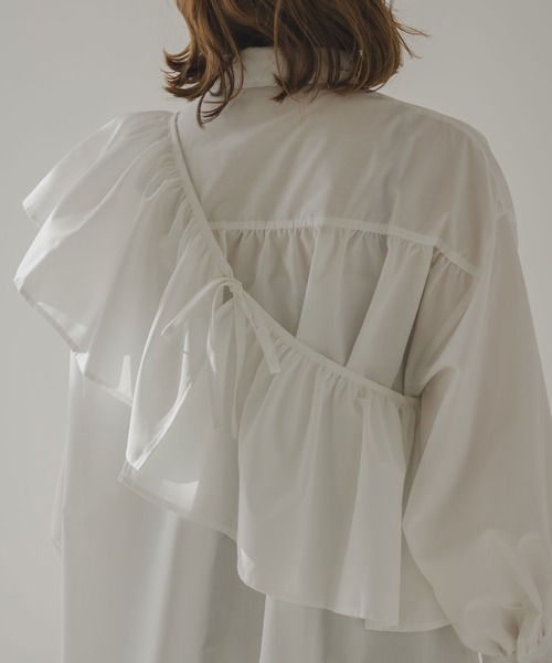rectangle（レクタングル）の「フリルサッシュ付きブロードシャツ（シャツ/ブラウス・レディース・オフホワイト/ピンク・FREE）」の7枚目の写真
