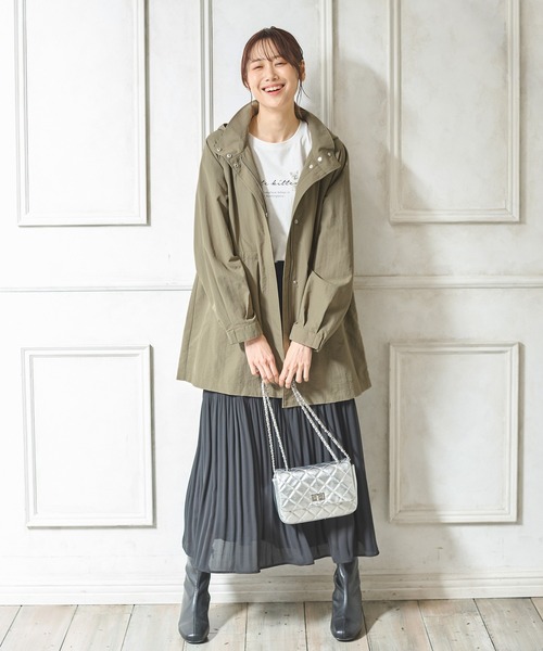 Honeys（ハニーズ）の「撥水加工ハーフ丈ブルゾン（ブルゾン・レディース・カーキ/ブラック/ベージュ/アイボリー・LL/L/M/S）」の11枚目の写真