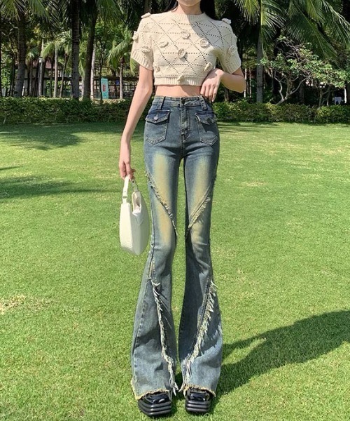 gossip!ロサンゼルス(ゴシップロサンゼルス)の「ヴィンテージ ハイウェスト ストレッチ フレアデニムパンツ(デニムパンツ・レディース・ライトブルー/ブルー・S/M/L/XS)」の3枚目の写真