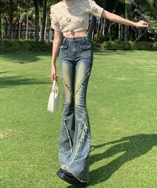 gossip!ロサンゼルス(ゴシップロサンゼルス)の「ヴィンテージ ハイウェスト ストレッチ フレアデニムパンツ(デニムパンツ・レディース・ライトブルー/ブルー・S/M/L/XS)」の7枚目の写真