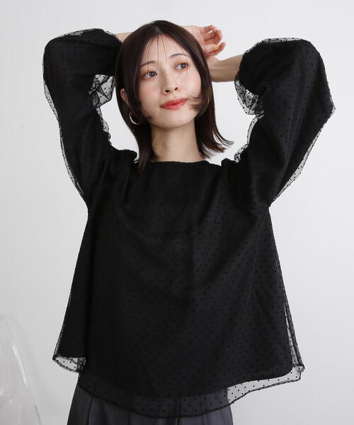 N.(N. Natural Beauty Basic)(エヌエヌナチュラルビューティーベーシック)の「◆ドットチュールブラウス(シャツ/ブラウス・レディース・クリーム/ブラック・MEDIUM)」の18枚目の写真